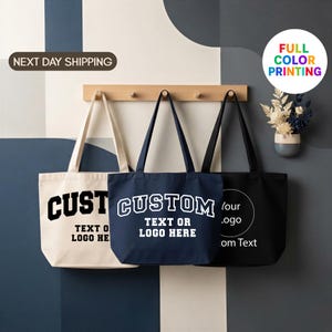 Custom Logo & Text Tote Bag, Personalized Gift for Family and Friends, Party Bag, Group Keepsake, Add Your Logo, Custom Bulk Orders