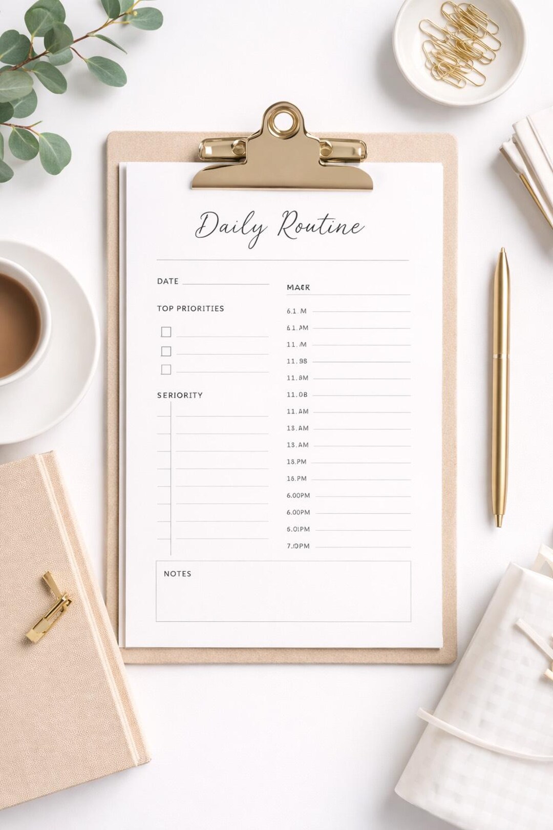 Simple Daily Routine Planner Printable PDF | Minimalist Productivity ...