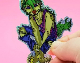Furry sticker, hyena holographic sticker