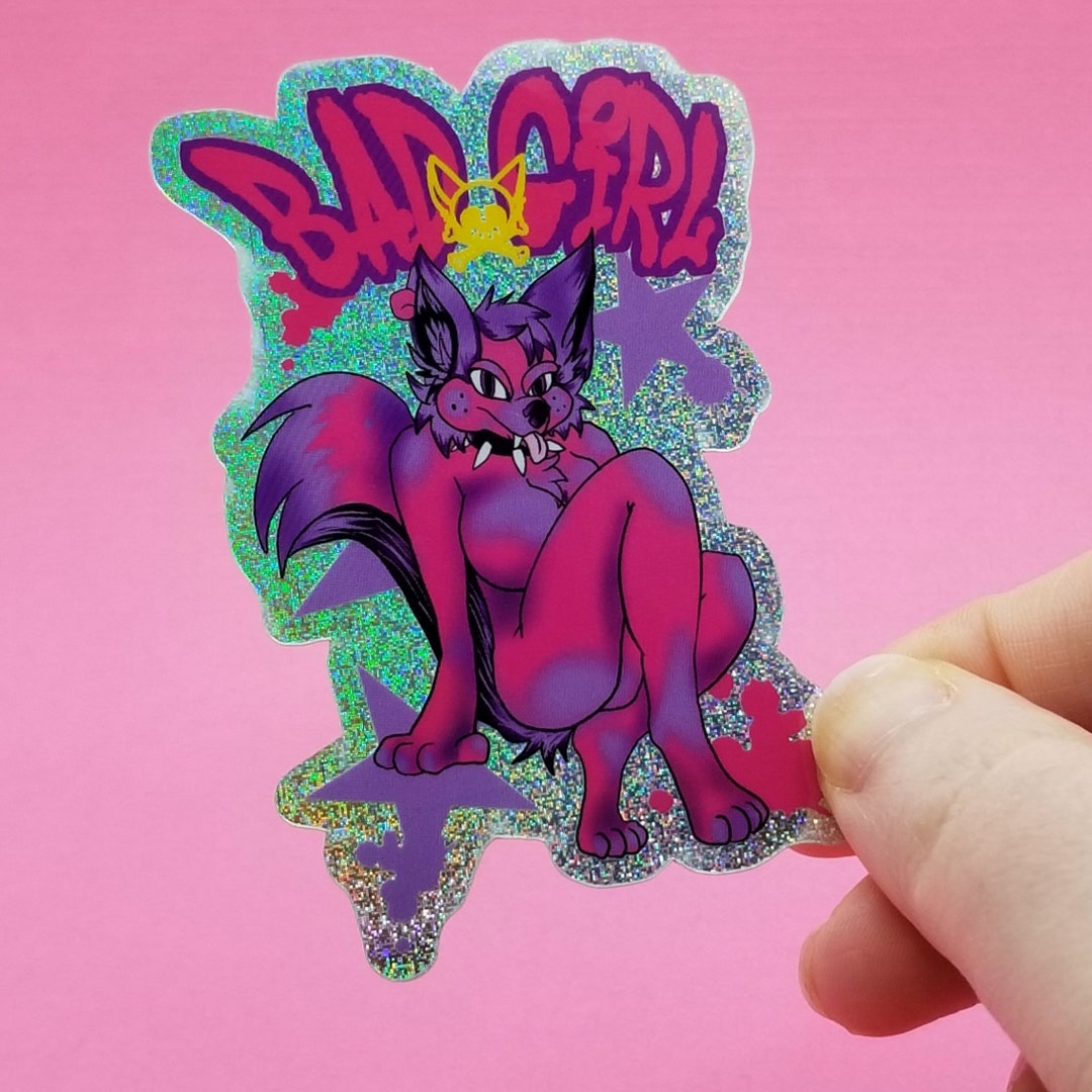 Furry Sticker, Bad Girl Wolf Furry Art, Holographic Furry Stickers - Etsy