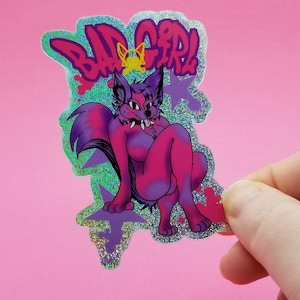 Furry sticker, yiff sticker bad girl wolf furry art, holographic furry stickers
