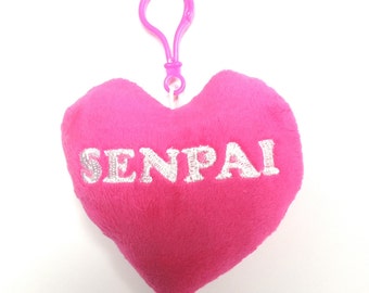 Bag charm plushi, kawaii senpai heart bag tags Keychain