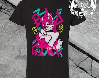 T-shirt graphique à fourrure Bad Girl : oeuvre d'art originale