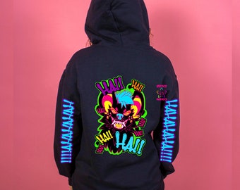 Pelzige Hyäne Grafik Hoodie - Alternative Mode Pullover oder Zip-Up | Neon Bold Furry Fandom Stil