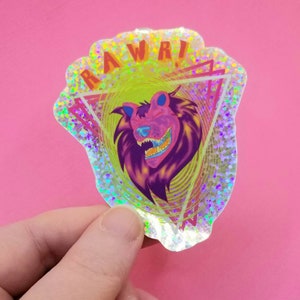 Furry sticker, furry badge, holo graphic furry trash stickers, fursona badge decal, furries stuff merch, anthro art, furry car sticker