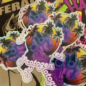 Protogen glitter furry sticker, furry car sticker
