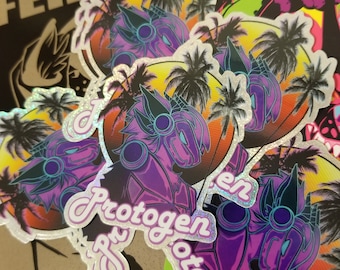 Protogen glitter furry sticker, furry car sticker