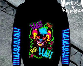 Sudadera con capucha peluda de hiena risueña / Sudadera con estampado neón / Regalo para fans de los animales peludos / Sudadera colorida con estampado de animales / Sudadera unisex