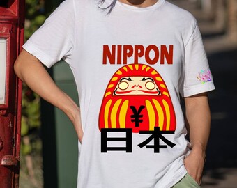 Japanese daruma tee, luck tshirt, kawaii Japanese tee, cute anime shirt, Japanese daruma luck fortune shirt, Nippon japan clothing cool