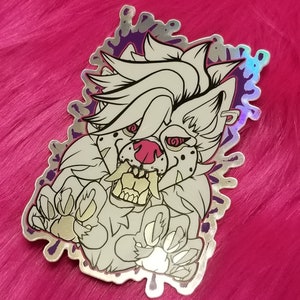 Furry sticker, wolf furry water proof holographic car sticker