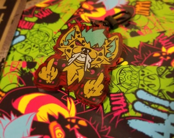 Hyena keychain, furry angry yeen keychain, acrylic furry charm, furry lanyard, furry car accessories, furry jet tag, fandom merch badge