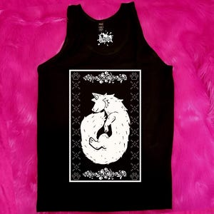 Furry tank top, decay ghost floral fox, furry fandom merch apparel