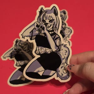 Furry sticker, yiff sticker bad girl wolf furry art, holographic furry stickers