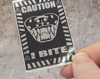 Autocollant « Attention, je mords » pour animaux à fourrure, autocollant en vinyle effet miroir holographique