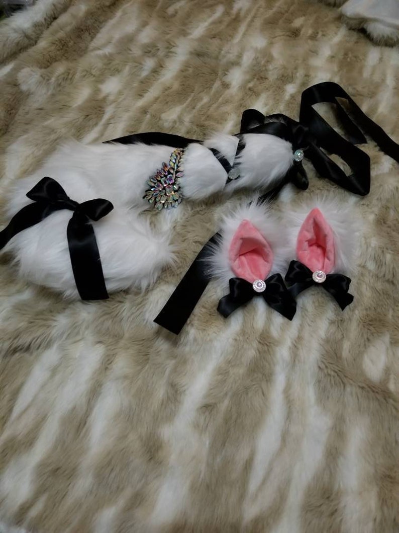 Fox Ears and Tail set  Faux Fur  Pet  Kitten Play  Costume  Fur Suit Partial  Pup  BDSM  DDLG  Furry  Custom  Dog  Animal
