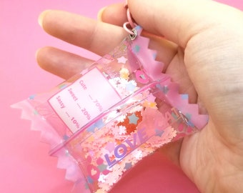 Anime keychain, candy shaker keychain, car key accessories, waifu, kawaii keychain wristlet  keyring, gifts for anime fans