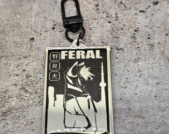 Feral Stray Dog Subtle Furry Keychain, Glitter Acrylic Charm, Anthro Canine Fursona Keychain, Furry Gift