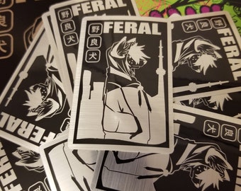 Furry sticker, stray feral sticker for furries, furry art, furry car stickers