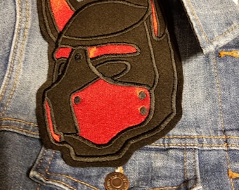 Pup mask hood embroidery patch, Furry gift ideas, Furry patch, puppy play mask Patch Patch Embroidery, furry pride iron on patch