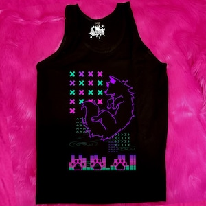 Furry tank top, music dance party furry fandom merch apparel