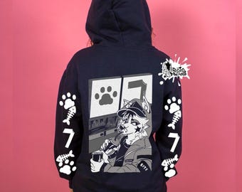 Harige grafische hoodie, originele kunst, autocultuurmerchandise