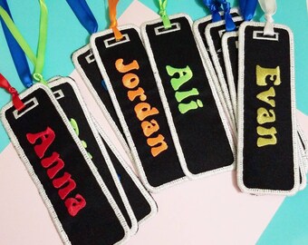 personalized stocking name tag  gift, embroidered gift tags for kids and teens, gifts for teachers, custom bookmarks, gifts for book lovers