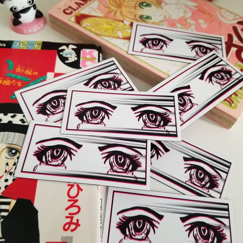Anime magnet, anime eyes car sticker, anime car accessories, kawaii cute girl stationary, cute anime eyes car magnet, anime gifts shoujou image 3