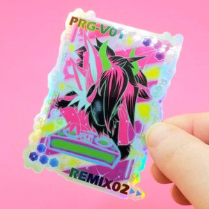 Furry sticker, protogen furry art  badge, holo graphic furry stickers, fursona badge decal, furries stuff merch, anthro furry, water bottle