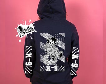 k9 Wolf Teeth Techwear Hoodie Pullover oder Zip-Up, Pelzigen Streetwear