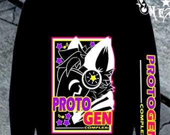 Sudadera con capucha Protogen Complex, sudadera con estampado ciberpunk peludo, ropa urbana Protogen Fursona, regalo peludo de estilo techwear