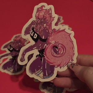 Furry sticker, yiff sticker bad girl wolf furry art, holographic furry stickers