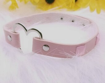 Baby and Pink small spike Collar, kitten play gear, goth spike choker, pet play bdsm necklace, pastel accessories, furry collar, cosolay