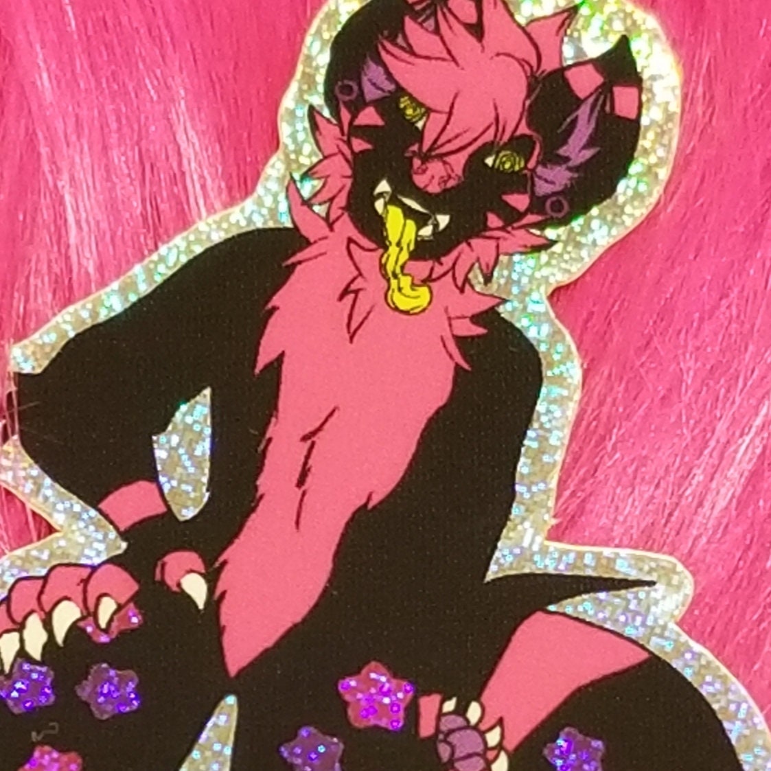 Furry Howl Sticker Furry Sticker, Holographic Wolf Hyena Sticker - Etsy