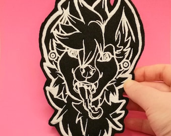 Furry patch, hyena furry patches, furry fandom merch, fursuit accessories, fursona badge embroidery, furry iron on patch