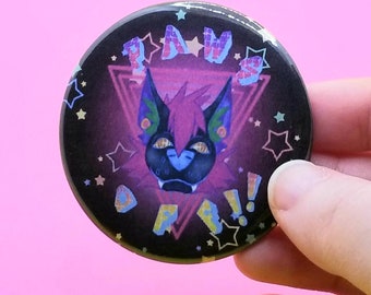 Furry Button art, furry oc art, furry fandom merch, fursuit accessories, Paws off furry pride, anthro art badges