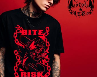 Bite Risk Wolf Furry T-Shirt, Canine Graphic Tee, Anthro Wolf Shirt, Furry Streetwear, Original Art Gift
