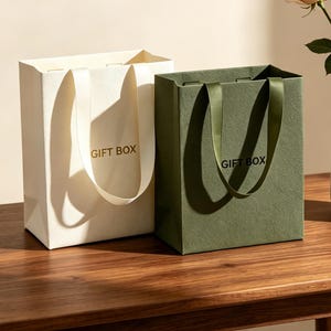 Sacs en papier cadeau avec logo personnalisé, emballage de luxe texturé (12,5 x 7,5 x 15 cm)