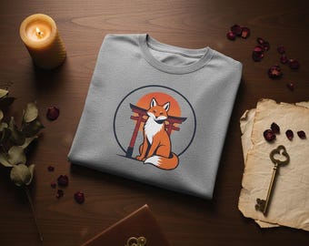 Camiseta Kitsune Fox – Mitología japonesa, Puerta Torii, Camiseta gráfica espiritual