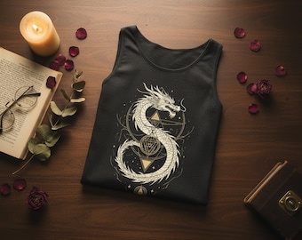 Drachen Geometrie Tank Top: Mystische Schlange Ärmelloses Shirt