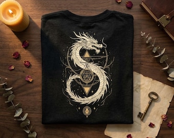 Camiseta gráfica de dragón místico: Serpiente dorada, ropa de calle oculta