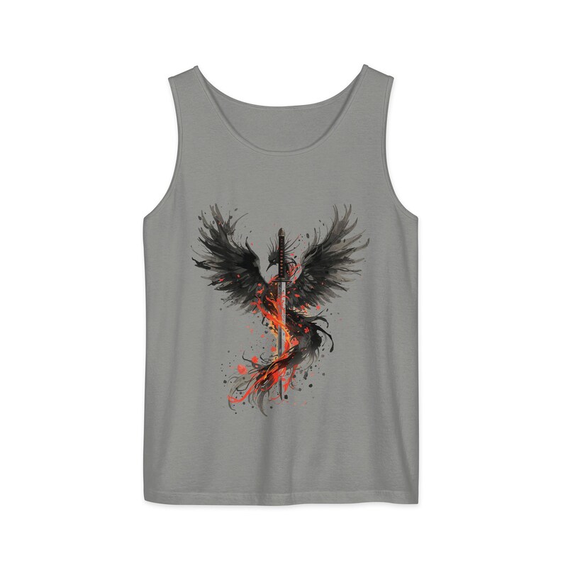 Phoenix Katana Tank Top | Japanese Fire Bird Sleeveless Shirt | Warrior Phoenix Unisex Tank | Fantasy Top