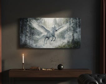 Arte mural de Pegaso Místico: Fantasía pictórica en un bosque antiguo