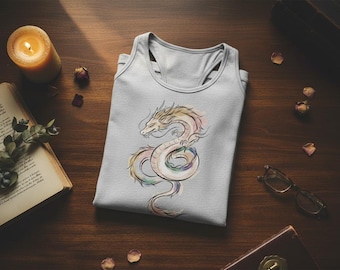 Camiseta sin mangas estilo racerback con estampado de dragón - Ropa deportiva para festivales