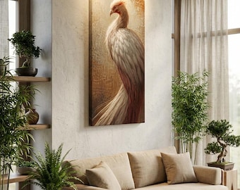 Arte japonesa da Fênix para decoração de parede, decoração para casa, impressão em tela da ave mítica, obra de arte da mitologia japonesa, ilustração elegante, símbolo do renascimento.