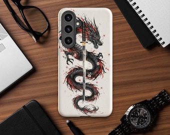 Capa para Samsung com Dragão Japonês: Arte da Espada Samurai, Elegante Protetor de Celular