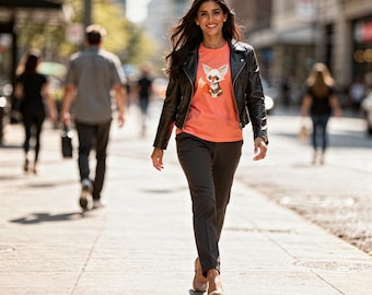 Camiseta fofa de raposa Kitsune, camiseta kawaii japonesa de raposa, camiseta minimalista geométrica de raposa, animal com estética espiritual.