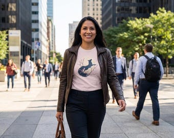 Camiseta Kitsune Sakura Moon – Camiseta inspirada na raposa da mitologia japonesa – Estampa minimalista de raposa zen – Roupa para estilo de vida yoga