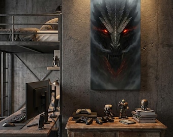 Arte fantástica de Hydra para parede, cabeça de dragão, monstro, peça de decoração de criatura mítica de Dungeons & Dragons, pôster exclusivo para geeks e fãs de cultura pop.