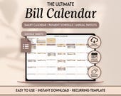 Bill Calendar Google Sheet spreadsheet Monthly Bill Planner Payment Tracker Budget Personal Finance Organizer Editable Calendar
