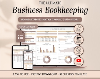 Hoja de cálculo de contabilidad Seguimiento financiero de pequeñas empresas Contabilidad sencilla y fácil Hojas de cálculo de Google Contabilidad Planificador de impuestos sobre las ventas Descarga digital
